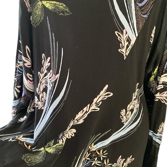 Free People Clear Skies Are Blue Floral Printed Tunic Cold Shoulder Dress Sz M - Picture 6 of 13